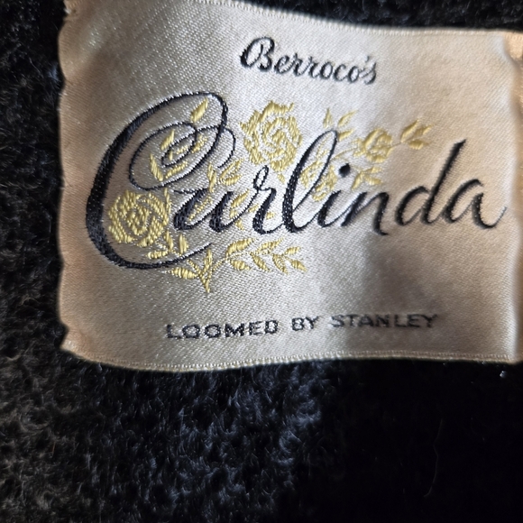 Vtg 60s Curlinda black Faux Curly Persian Lamb Mink Princess Coat - Picture 11 of 15